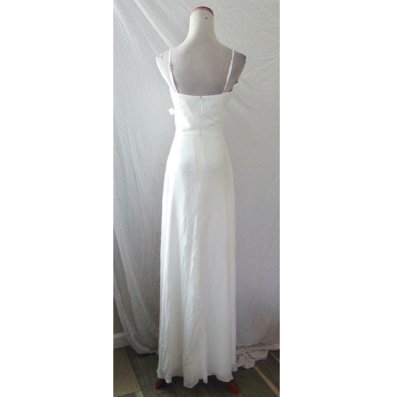 NEW DRESS THE POPULATION Cambria WHITE Chiffon TIE BODICE Flowing DRESS Gown S - Picture 9 of 12